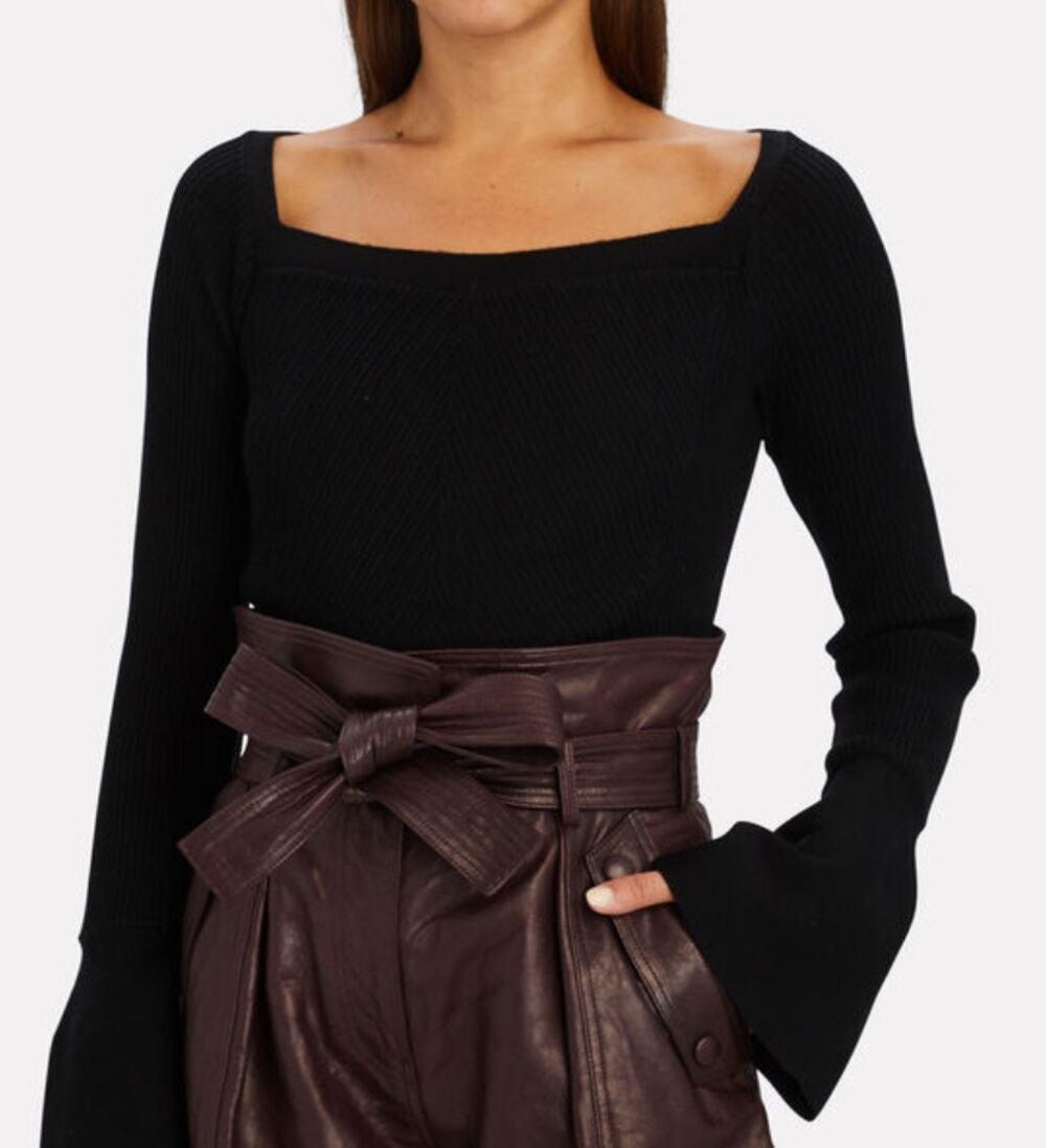 3.1 PHILLIP LIM Ribbed Square Neck Sweater Sz M